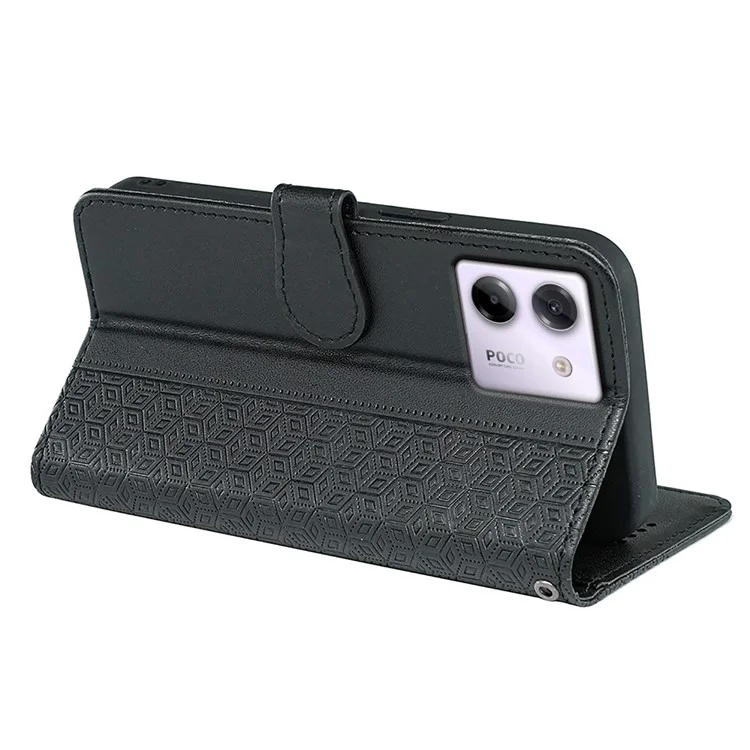 For Xiaomi Poco M7 Pro 5G Wallet Phone Case Pattern Imprint Leather Flip Cover - Black