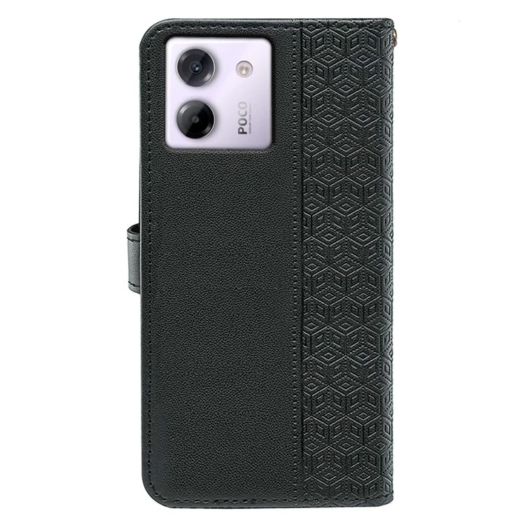 For Xiaomi Poco M7 Pro 5G Wallet Phone Case Pattern Imprint Leather Flip Cover - Black
