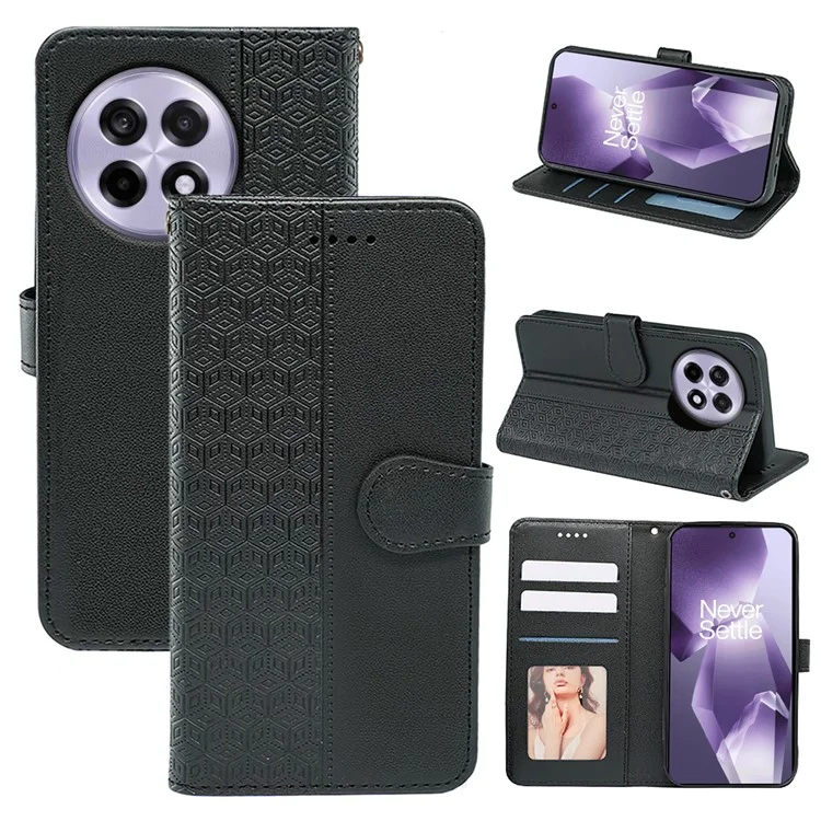 Capa Carteira Padrão para OnePlus 13R 5G com Estampa em Couro Flip Cover - Preto