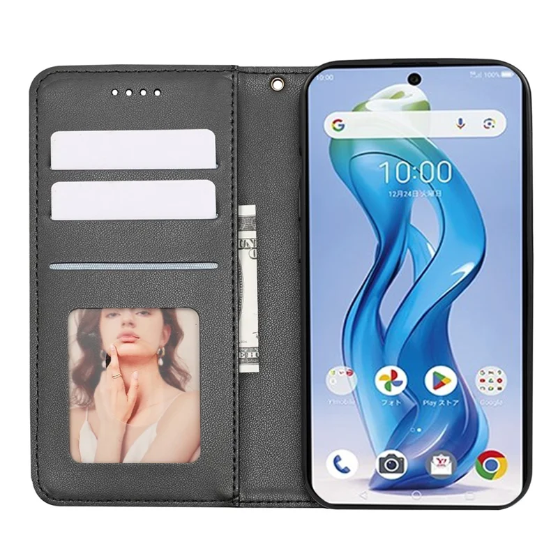 For ZTE nubia S 5G A403ZT Wallet Phone Case Checkered Pattern Imprint Leather Flip Cover with Wrist Strap - Black