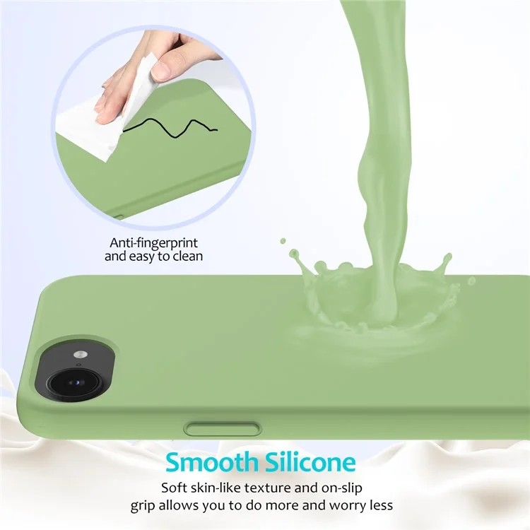 Funda para iPhone 16e Antigolpes con Forro de Silicona Líquida Suave - Verde Menta