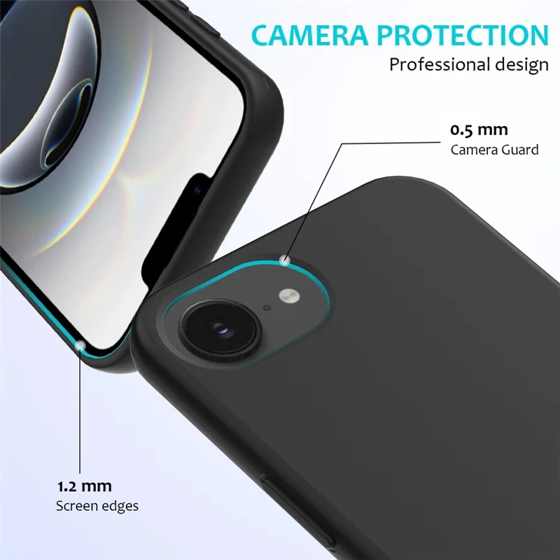 Cover per iPhone 16e Antiurto con Rivestimento Interno in Silicone Liquido - Nero