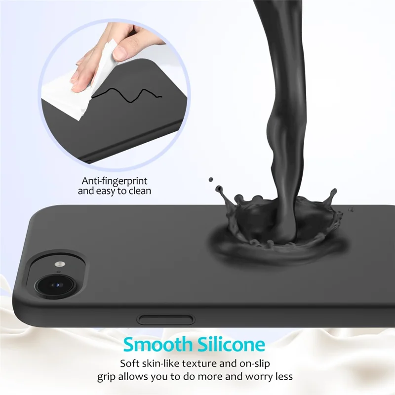 Cover per iPhone 16e Antiurto con Rivestimento Interno in Silicone Liquido - Nero