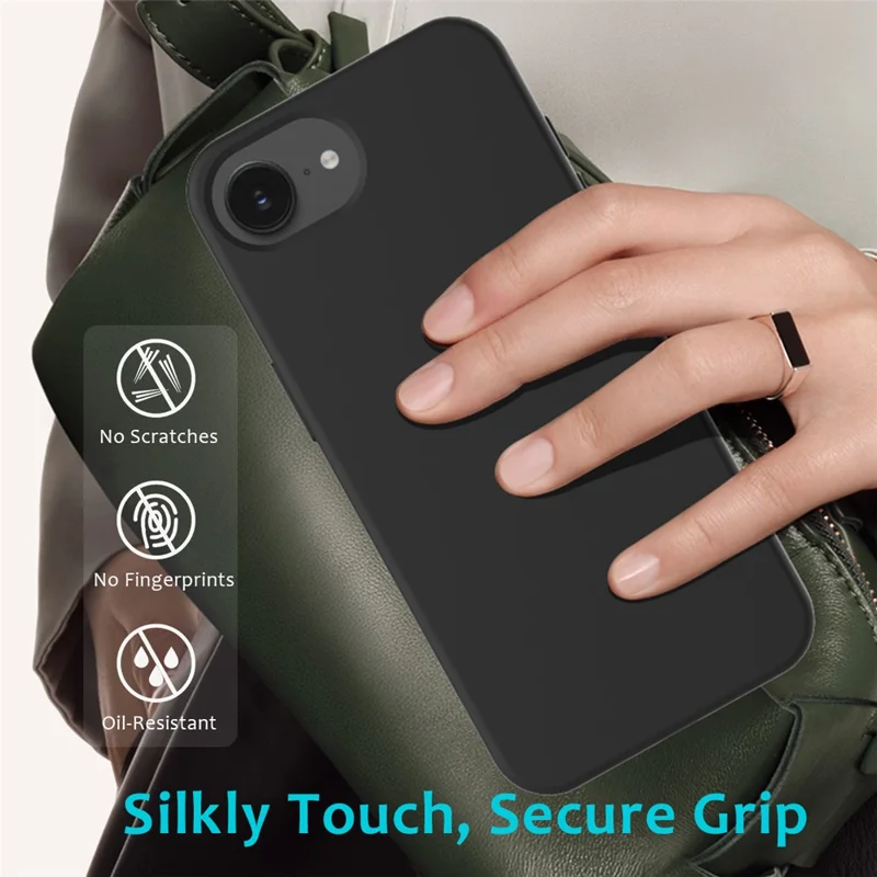 Cover per iPhone 16e Antiurto con Rivestimento Interno in Silicone Liquido - Nero