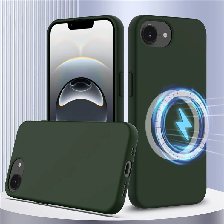 For iPhone 16e Case Compatible with MagSafe Anti-Drop Liquid Silicone Phone Cover - Dark Green