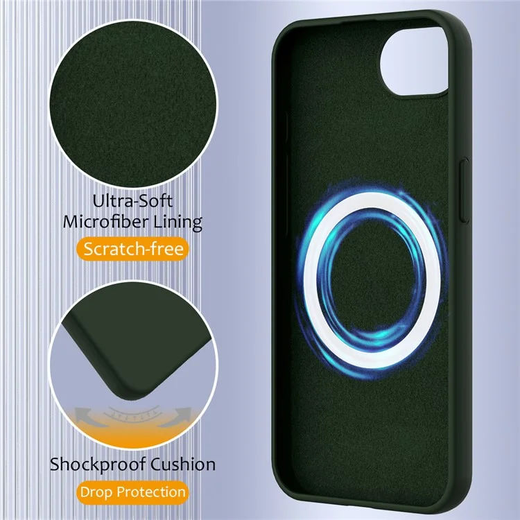 For iPhone 16e Case Compatible with MagSafe Anti-Drop Liquid Silicone Phone Cover - Dark Green