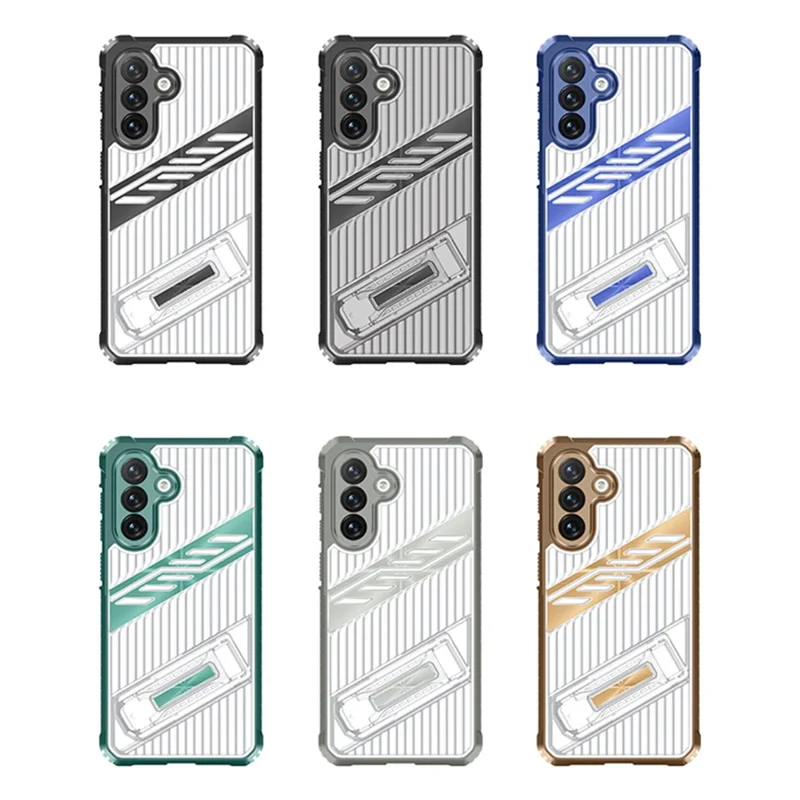 For Samsung Galaxy S24 FE Case Folding Kickstand PC + TPU Anti Drop Phone Cover - Transparent Black