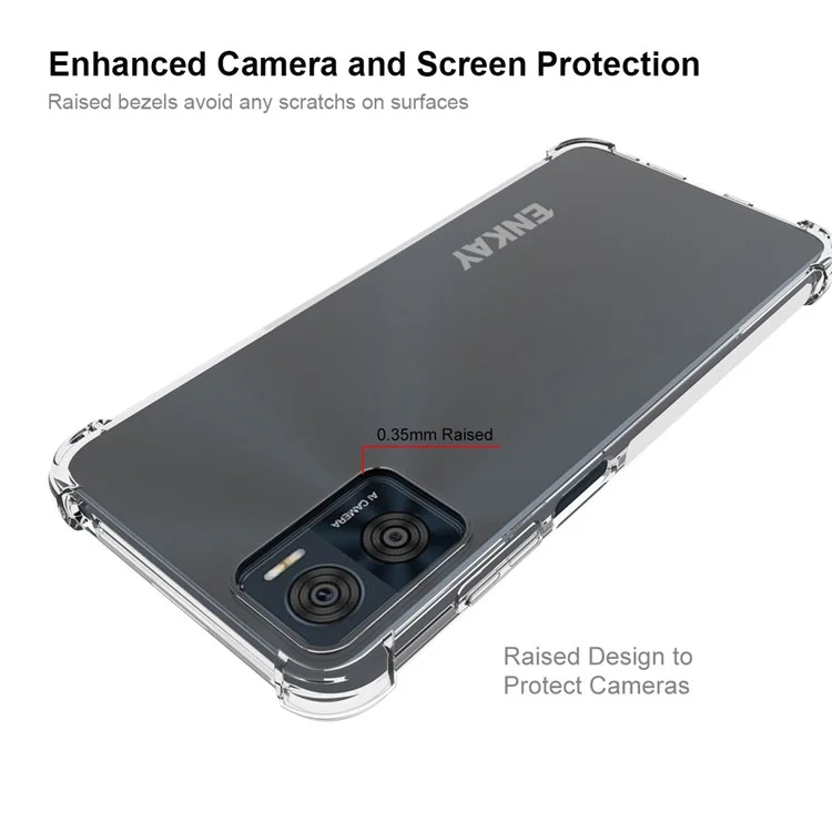 ENKAY HAT PRINCE Per Motorola Moto E22 4G Angoli Rinforzati TPU Case Anti-scivolo Bordo Chiaro Copertina del Telefono