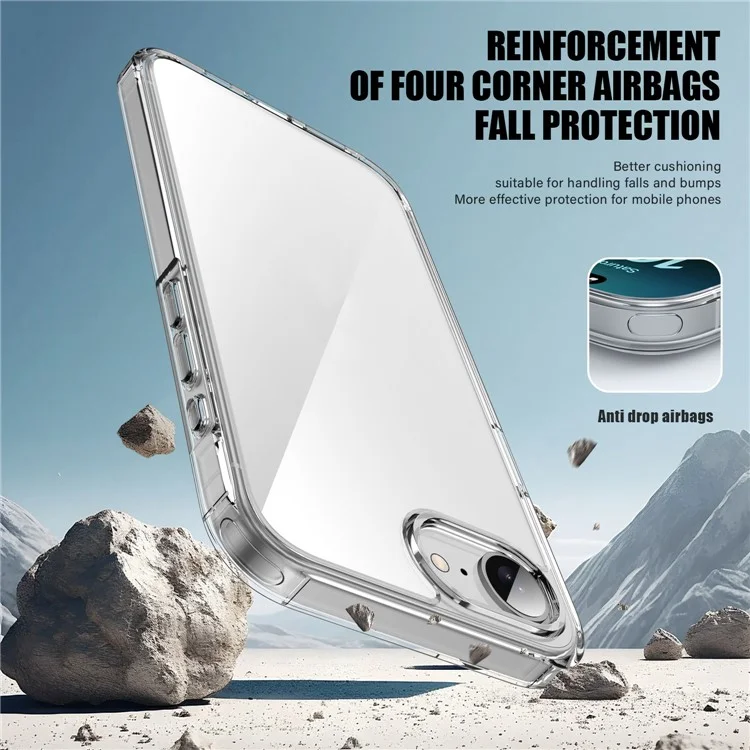For iPhone 16e Case PC + TPU Clear Anti Drop Phone Back Cover - Brown