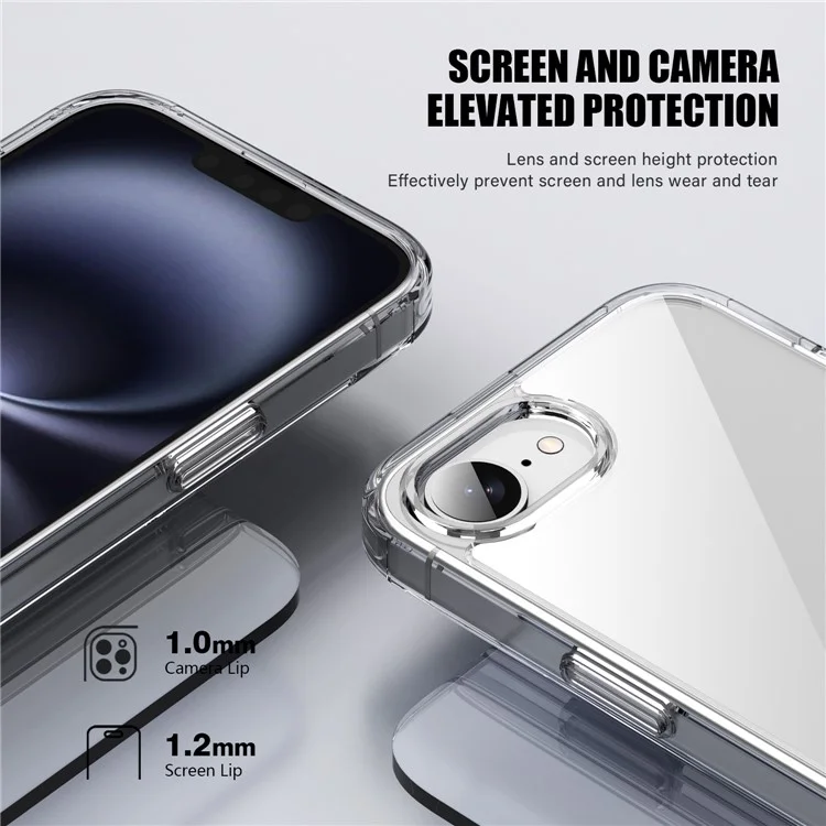 For iPhone 16e Case PC + TPU Clear Anti Drop Phone Back Cover - Brown