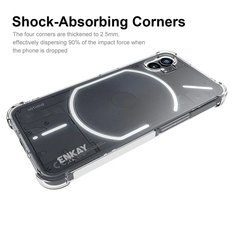ENKAY HAT PRINCE Transparent Phone Case For Nothing phone (1) 5G, TPU Protective Phone Cover with Anti-slip Strip Edge
