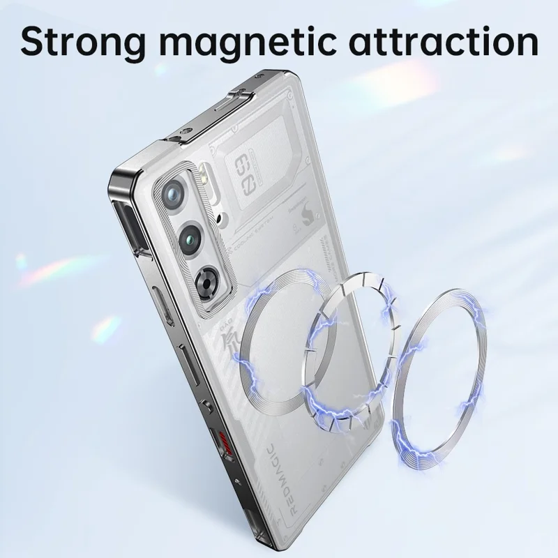 Cover per Telefono ZTE nubia Red Magic 9S Pro+ 5G / 9S Pro 5G / 9 Pro+ 5G / 9 Pro 5G Compatibile con MagSafe, Cornice Rigida in PC e Metallo, Retro - Grigio Titanio