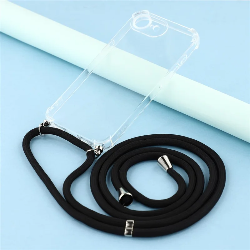 For iPhone 17e / 16e Case Reinforced Corner TPU Clear Phone Cover with Lanyard