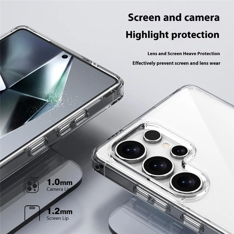 Étui pour Samsung Galaxy S24 Ultra en PC + TPU Transparent Antichoc Protection Arrière du Téléphone - Marron