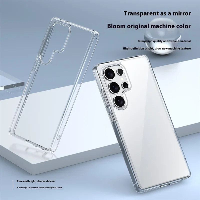For Samsung Galaxy S24 Ultra Case PC + TPU Clear Anti Drop Phone Back Cover - Transparent