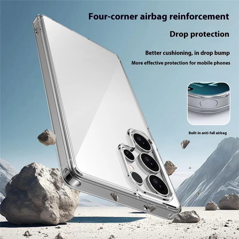 For Samsung Galaxy S24 Ultra Case PC + TPU Clear Anti Drop Phone Back Cover - Transparent