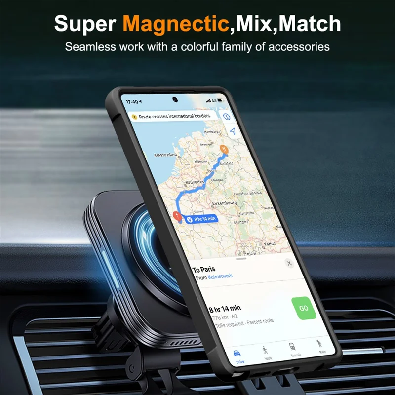 For Samsung Galaxy S25 Ultra Magnetic Case Ring Holder Kickstand TPU + PC Phone Cover - Black