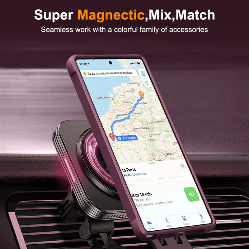 For Samsung Galaxy S25 Ultra Magnetic Case Ring Holder Kickstand TPU + PC Phone Cover - Wine Red