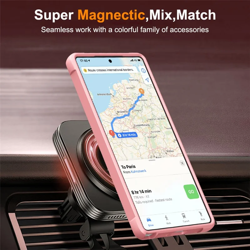 Für Samsung Galaxy S25 Ultra Hülle kompatibel mit MagSafe Drehbarer Ring Ständer TPU + PC Handyhülle - Rosa