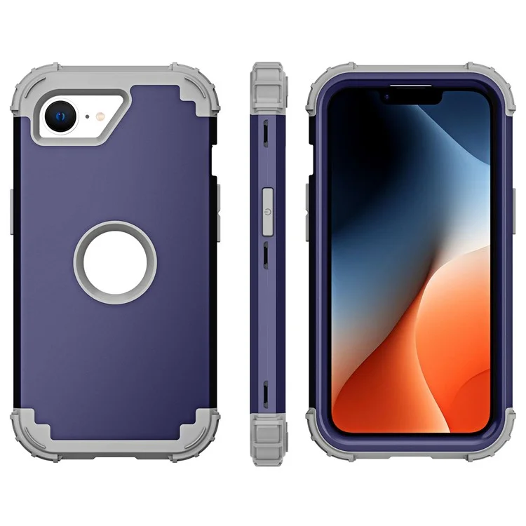 L-Style For iPhone 16e Case Shockproof PC + TPU Phone Back Cover - Navy Blue