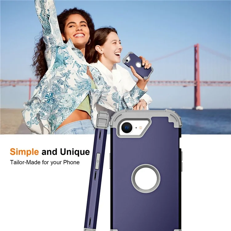 L-Style For iPhone 16e Case Shockproof PC + TPU Phone Back Cover - Navy Blue