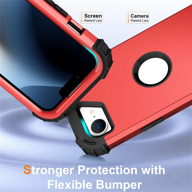 L-Style For iPhone 16e Case Shockproof PC + TPU Phone Back Cover - Red