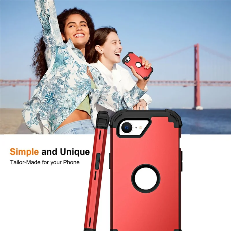 L-Style For iPhone 16e Case Shockproof PC + TPU Phone Back Cover - Red