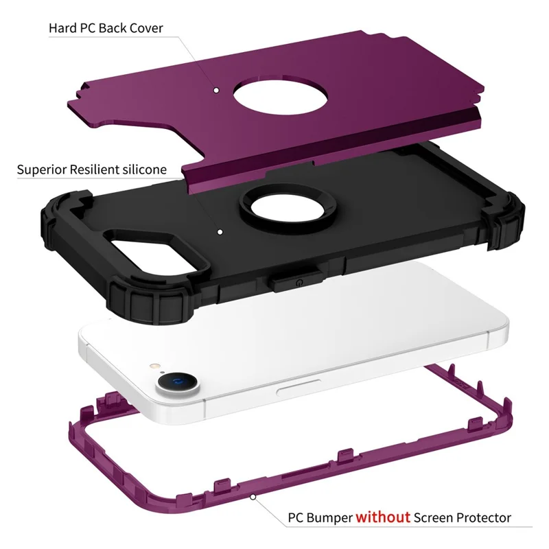 L-Style For iPhone 17e / 16e Case Shockproof PC + TPU Phone Back Cover - Purple
