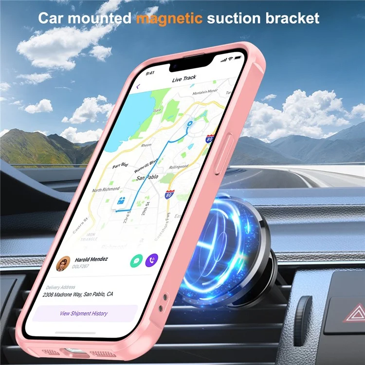 Étui pour iPhone 16e Compatible avec Support de Bague MagSafe et Béquille TPU + PC - Rose