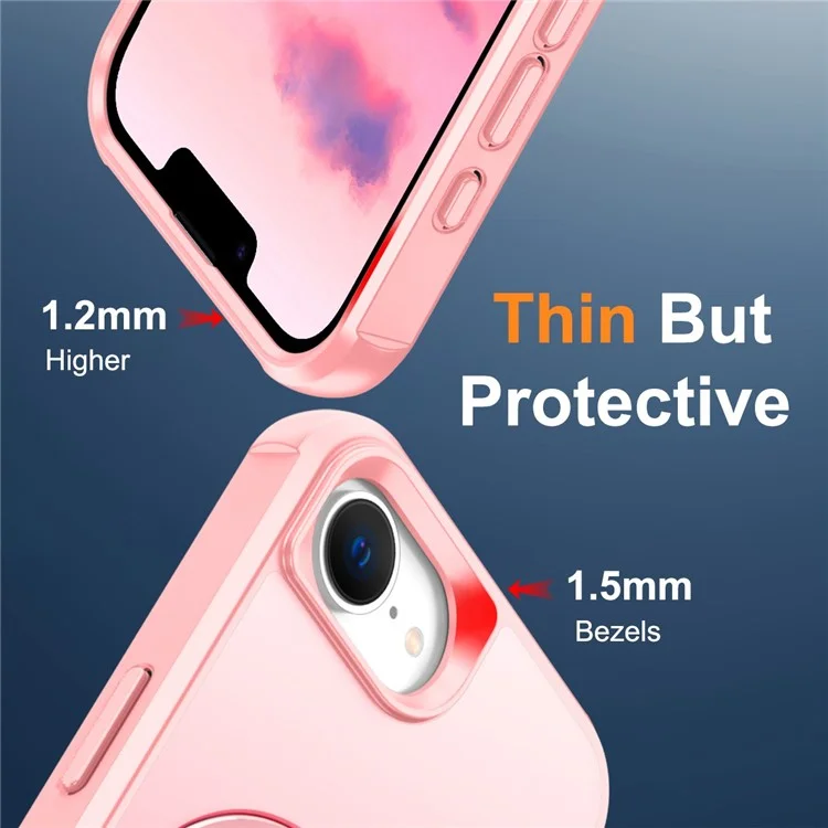 Étui pour iPhone 16e Compatible avec Support de Bague MagSafe et Béquille TPU + PC - Rose