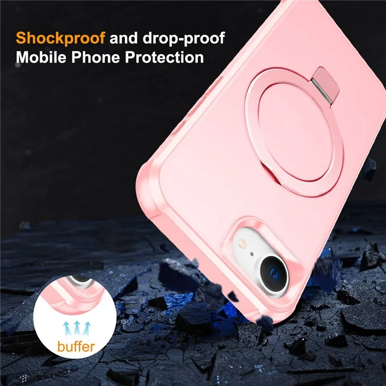Étui pour iPhone 16e Compatible avec Support de Bague MagSafe et Béquille TPU + PC - Rose