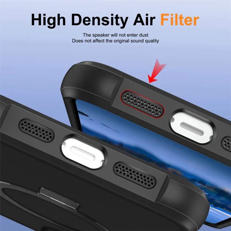 For iPhone 17e / 16e Case Compatible with MagSafe Ring Holder Kickstand TPU + PC Phone Cover - Black