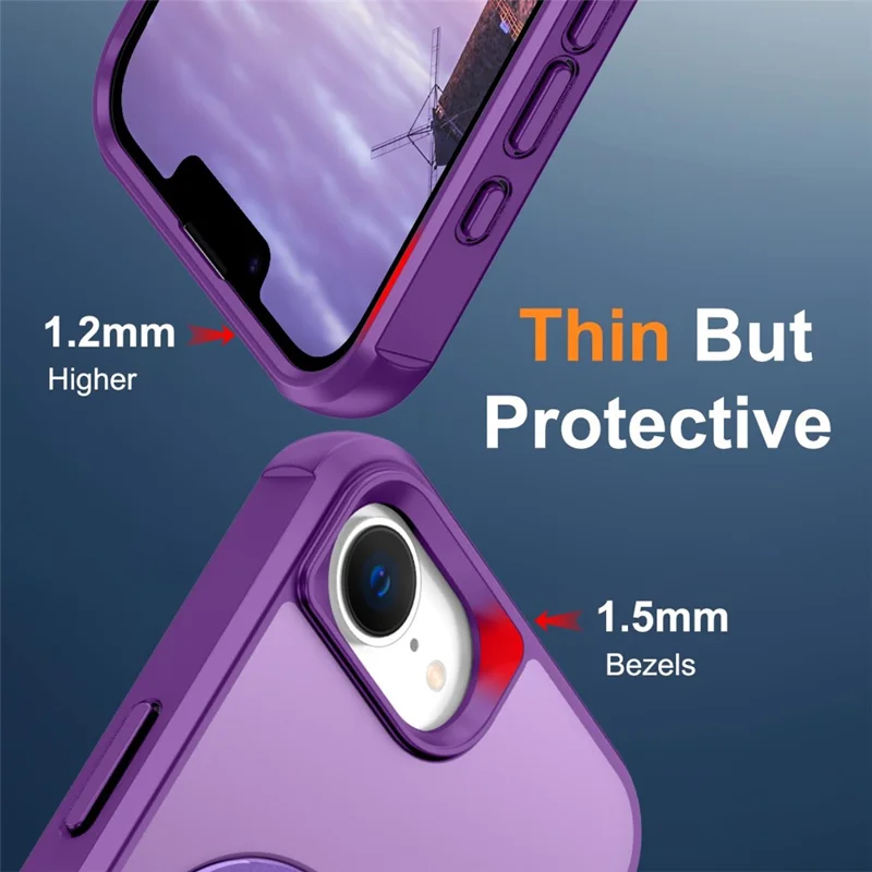 For iPhone 17e / 16e Case Compatible with MagSafe Ring Holder Kickstand TPU + PC Phone Cover - Purple