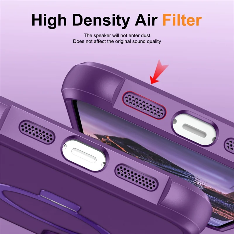 For iPhone 17e / 16e Case Compatible with MagSafe Ring Holder Kickstand TPU + PC Phone Cover - Purple
