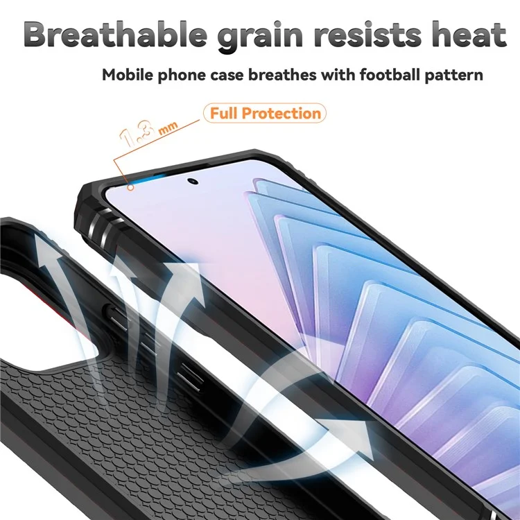 For Xiaomi Redmi Note 14 4G (163.25x76.55x8.16mm) Case PC + TPU Phone Cover with Lens Protection Kickstand - Black