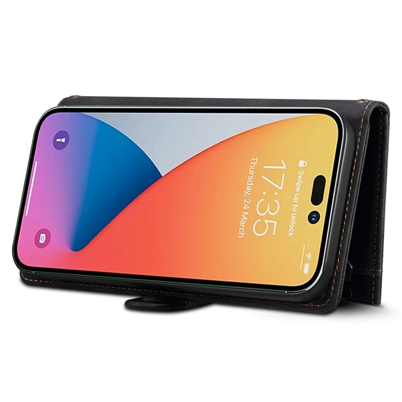 ESEBLE Star Series For iPhone 16e Case Zipper Wallet Leather Stand Phone Cover - Black