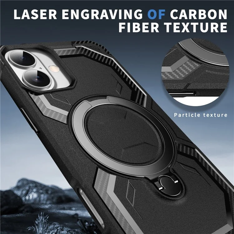 For iPhone 16 Plus Case Compatible with MagSafe Kickstand TPU + PC Phone Cover - Black
