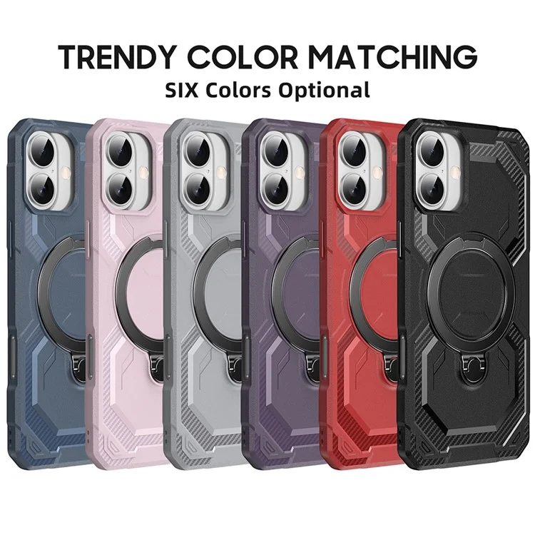For iPhone 16 Plus Case Compatible with MagSafe Kickstand TPU + PC Phone Cover - Black
