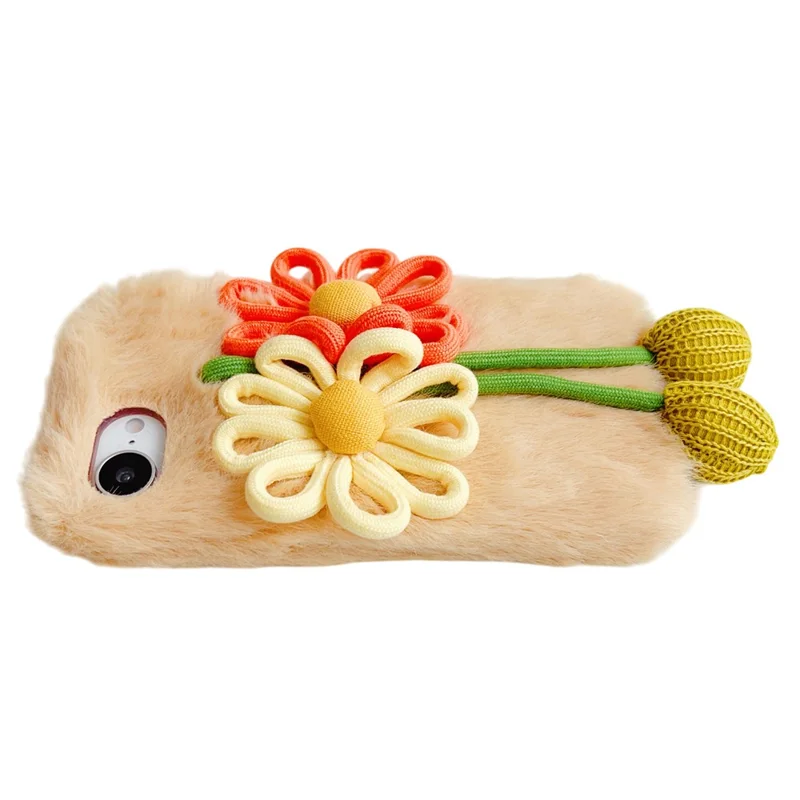 For iPhone 16e Case Woven 3D Floral Plush TPU Protective Cover - Yellow