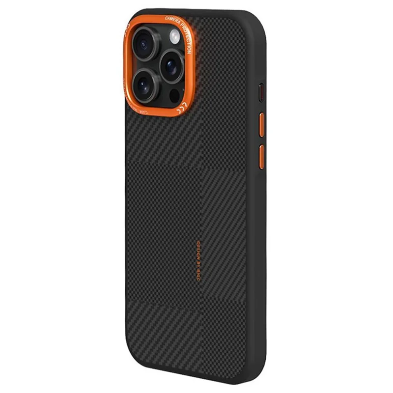 Coque pour iPhone 15 Pro Max en TPU texturé et PC, Housse de protection arrière anti-empreintes et antichoc - Orange