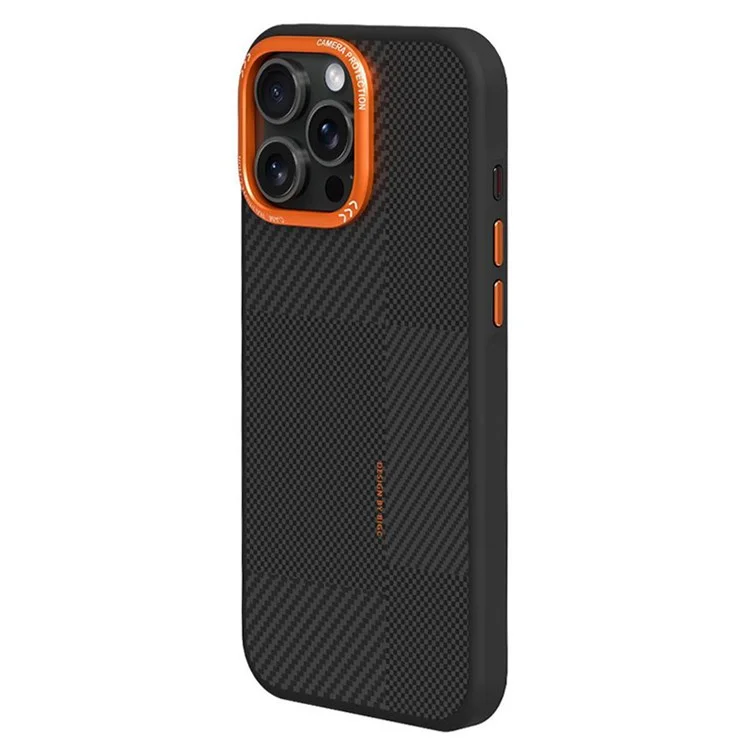 Capa Magnética Texturizada para iPhone 15 Pro Max em TPU e PC - Capa Traseira Antiderrapante Antifurtos - Laranja