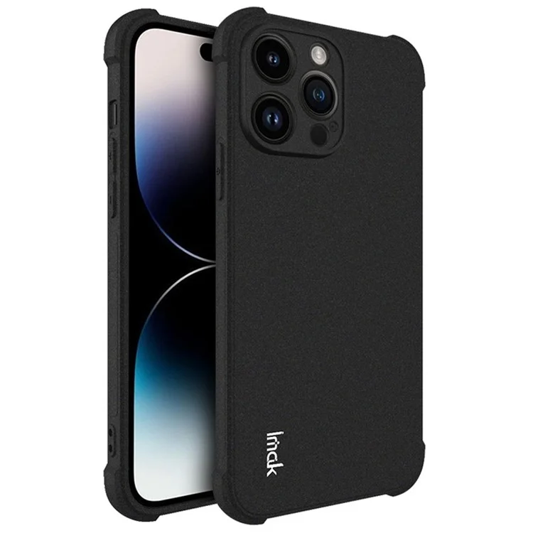 IMAK Para iPhone 14 Pro Funda Protectora Antideslizante de Cuatro Esquinas con Airbag Anti-Caídas de TPU Mate - Negro