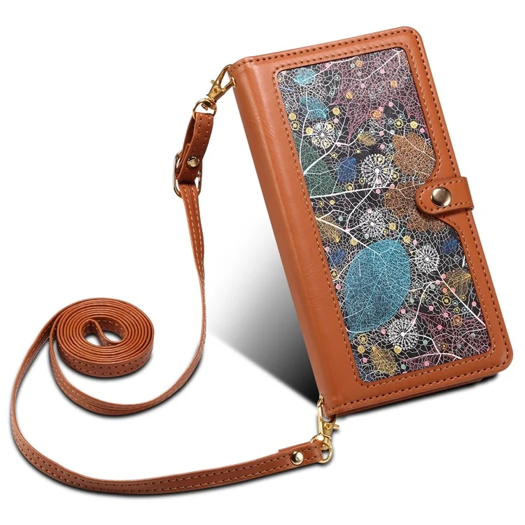 ESEBLE Galaxy Series For Samsung Galaxy S25 Edge Case Leather Zipper Phone Cover RFID Blocking - Brown