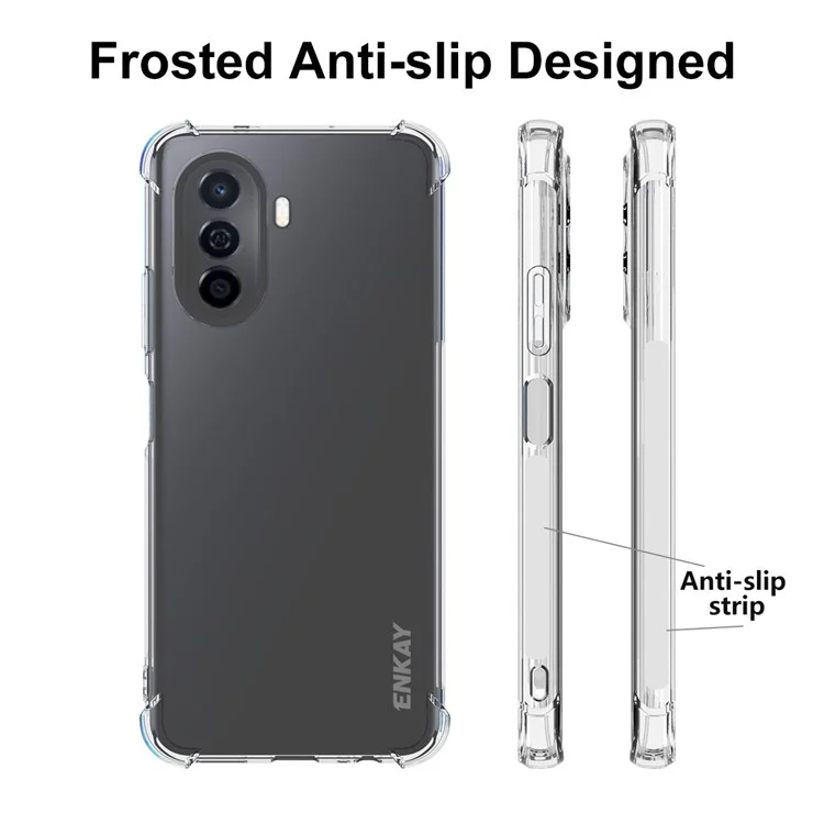 ENKAY HAT PRINCE para Huawei Enjoy 50 4G / nova Y70 Plus 4G Funda de TPU con esquinas reforzadas, tira antideslizante y protección contra caídas