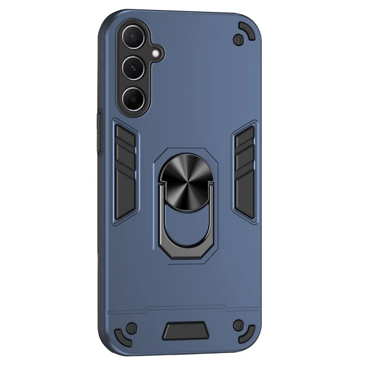 For Samsung Galaxy A56 5G Case PC+TPU Drop Defend Phone Cover with Ring Kickstand - Blue