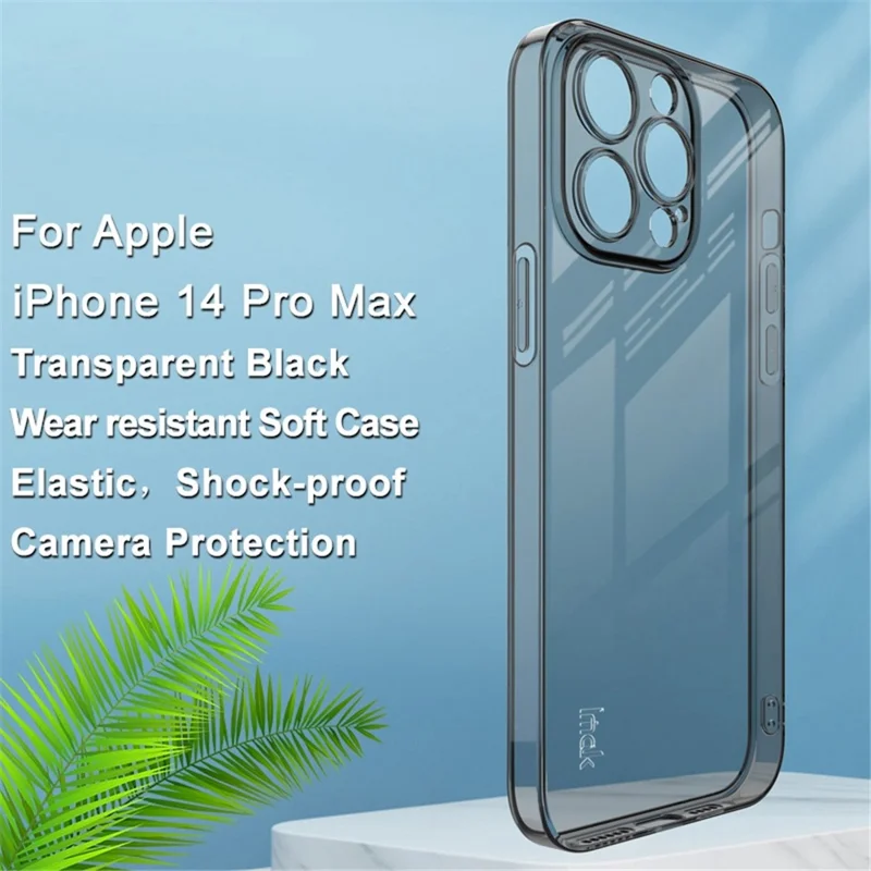IMAK UX-5 Series for iPhone 14 Pro Max Soft Clear TPU Cell Phone Case Anti-scratch Anti-drop Cover - Transparent Black