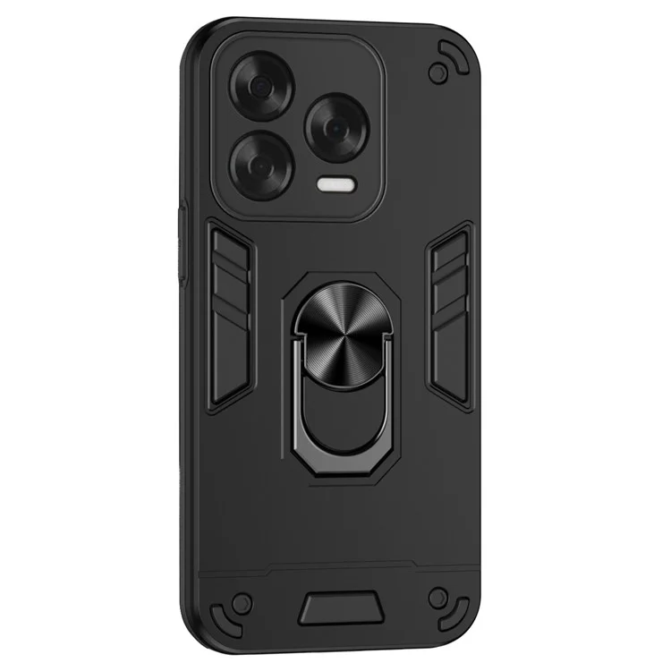 For ZTE Blade V70 Vita Case PC+TPU Drop Defend Phone Cover with Ring Kickstand - Black