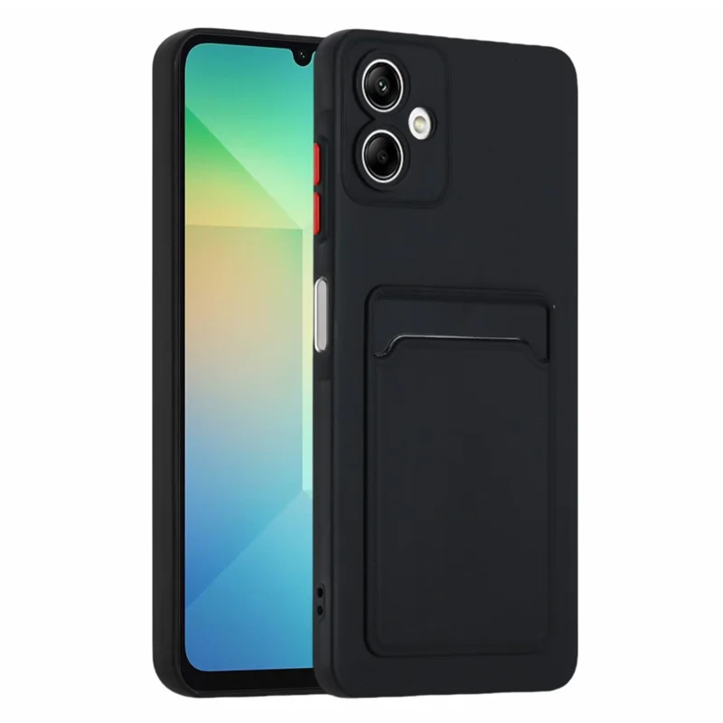 For Samsung Galaxy A06 4G Case Card Slot Matte Fingerprint-Free Back Cover - Black
