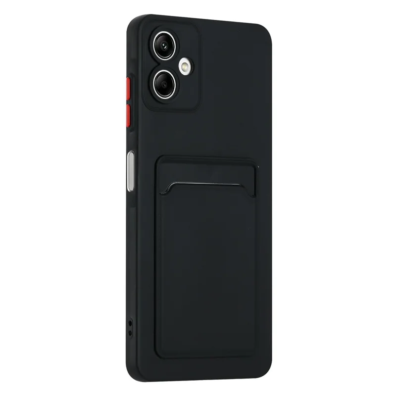 For Samsung Galaxy A06 4G Case Card Slot Matte Fingerprint-Free Back Cover - Black