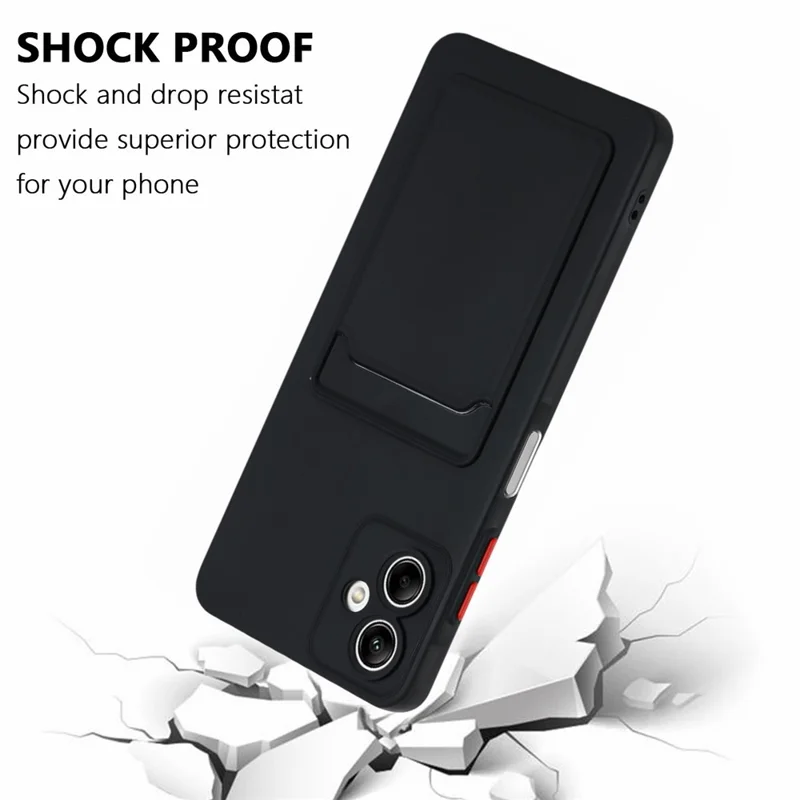 For Samsung Galaxy A06 4G Case Card Slot Matte Fingerprint-Free Back Cover - Black